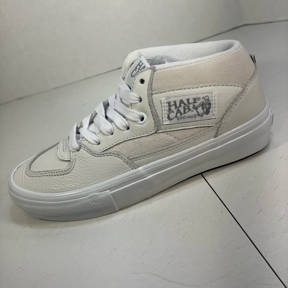 NWT Vans Skate Half Cab White Leather with Suede Trim Women’s 6.5 - Picture 2 of 10